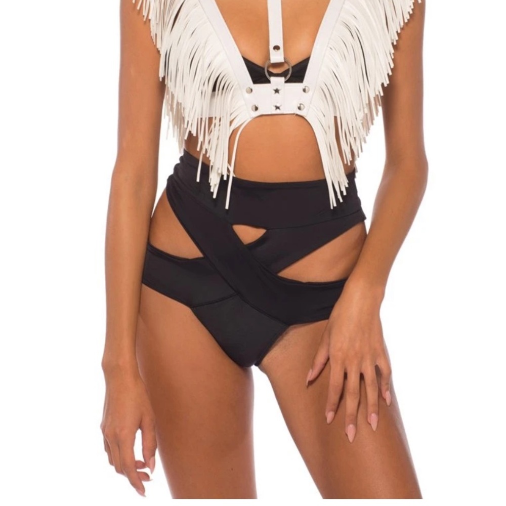 Black Cutout Rave Bottoms
